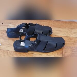 Nordstrom Black Leather Closed-Toe Sandal with Buckle